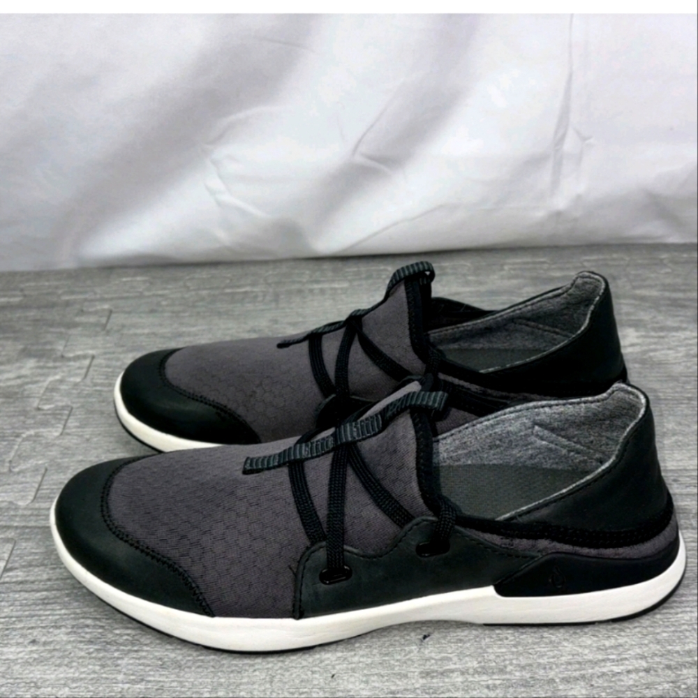 OluKai Miki Li Leather And Fabric Convertible Slip-on Sneakers Size 10W Black
